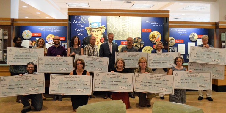 Senator Jacobs is pictured with representatives from the Buffalo & Erie County Public Library System and the twelve branch libraries in the 60th Senate District.