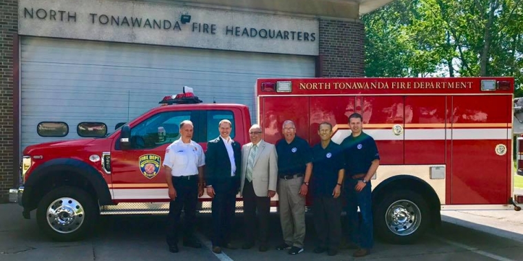 Sen. Rob Ortt (R,C,I,Ref-North Tonawanda) joins North Tonawanda’s Sweeney Hose Volunteer Fire Company #7 to reveal the department’s new light rescue vehicle.