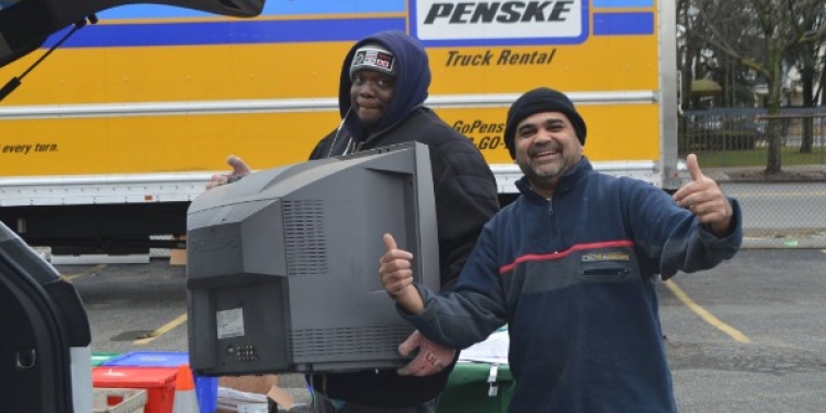 Residents worked with volunteers to help dispose of the unwanted electronics.