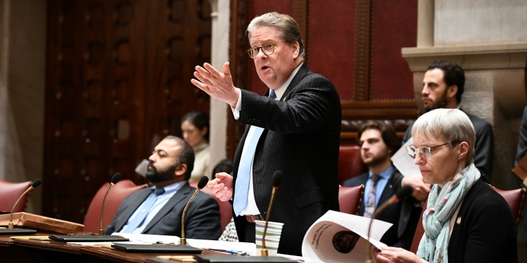 State Sen. Pete Harckham speaking on the floor of the Senate