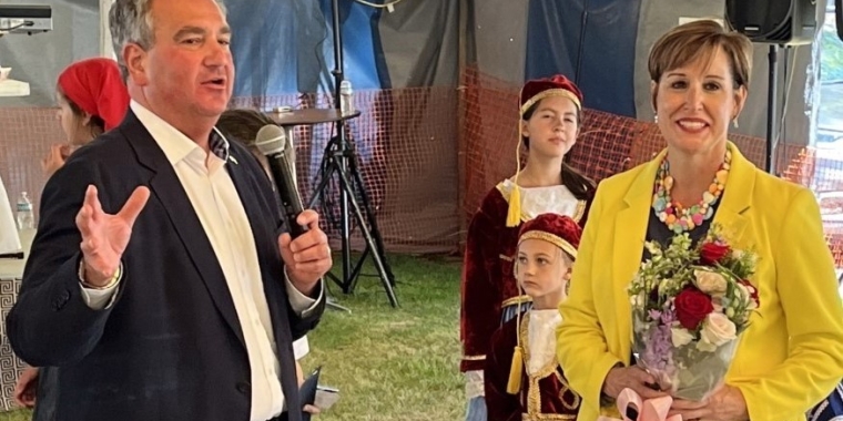 Senator Borrello Honored Dr. Mary Ann Spanos as a 2022 Woman of Distinction at the Yassou Festival in Jamestown. Dr. Spanos and her family have played an integral part in the festival for many years.