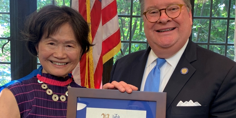 State Sen. Pete Harckham with Dr. Lilian Wu of IBM