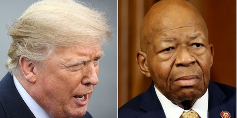 President Trump, left, takes on Rep. Elijah Cummings about problems plaguing the City of Baltimore.