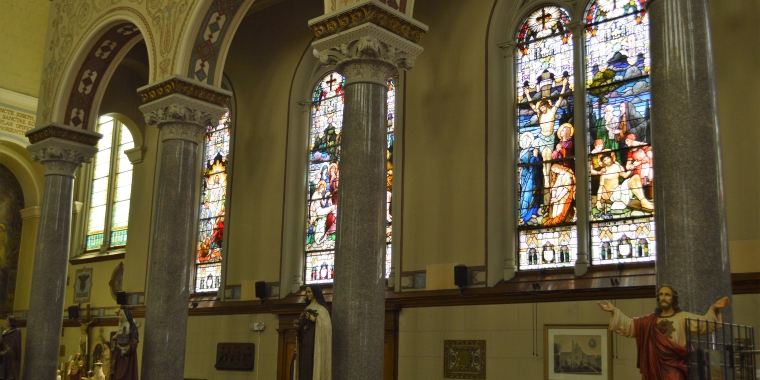 Pictured are over 100 year-old stained glass windows from Munich, Germany that will be restored with funds secured by Senator Chris Jacobs and Assemblyman Robin Schimminger at the Buffalo Religious Arts Center with funds secured by Senator Chris Jacobs and Assemblyman Robin Schimminger.