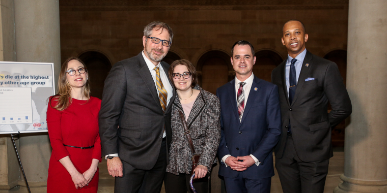 (L-R): Lauren Paterno, Dr. Kurt Edwards, Laura Casellini, Senator David Carlucci, Assemblymember Walter Mosely