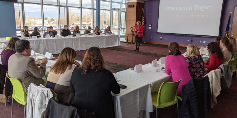 Senator Helming addresses participants in her Children's Mental Health Roundtable