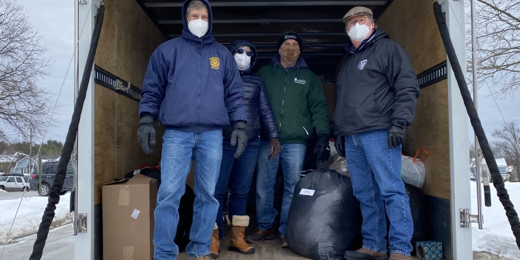 James Sacci (Peekskill Rotary), Cynthia Know (CHHOP), Chapman “Chappy” Manzer of Manzer’s Landscape Design and Development and Sen. Pete Harckham at the coat drive
