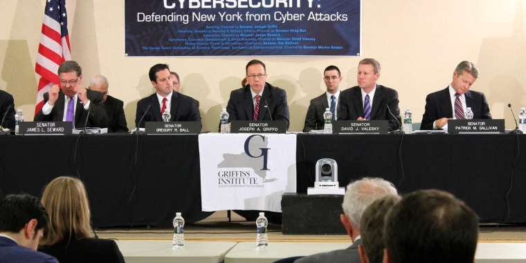 Sen. Griffo envisioned the potential for cybersecurity attacks several years ago when, as chair of the Senate’s Banking Committee, he hosted six Senate committees at the Griffiss Institute in Rome to hear testimony from experts in law enforcement, finance and computer science about the state’s preparedness for such acts. The joint-hearing was the largest in the history of the state Senate.