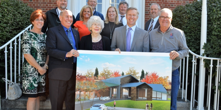 Senator Jacobs is pictured with Orchard Park Supervisor Patrick Keem (second from left) and Community Activity Council President Jacqueline Briggs (center) at a press conference announcing $500,000 for the new multi-generational Community Activity Center at Brush Mountain Park.