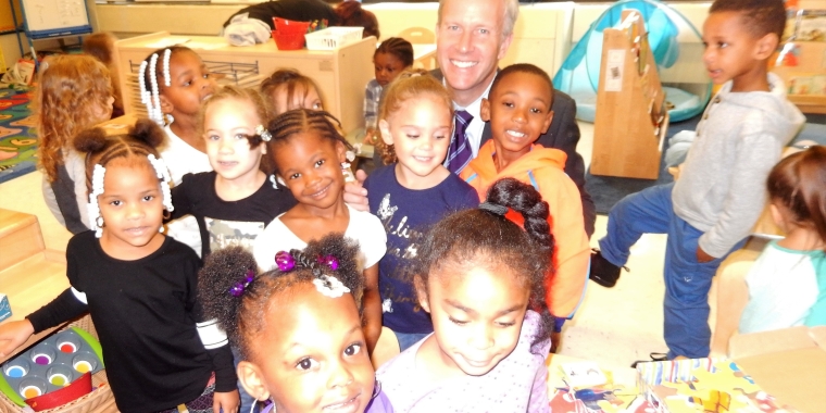 Senator Jacobs with students from the Head Start program at the North Buffalo Community Center