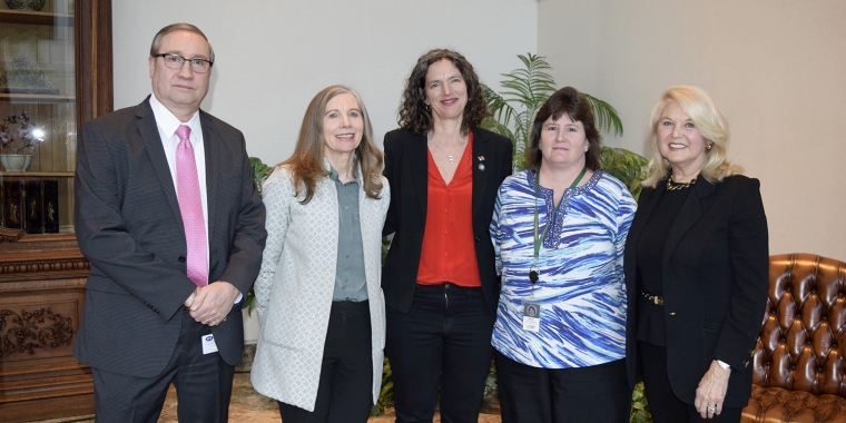 (L-R): Robert Dufour, Sandra Rowland, Senator Jen Metzger, Nancy McGraw, and Sandra Gerry.