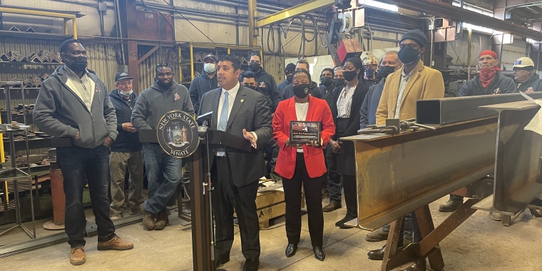 Senator Jeremy Cooney Presents Award to Steel Tech Leadership & Staff