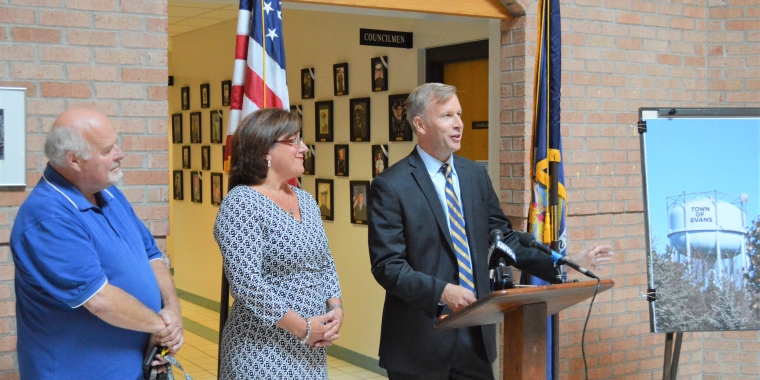 L-R: Evans Highway Superintendent Edward Michalski, Evans Supervisor Mary Hosler, State Senator Chris Jacobs.
