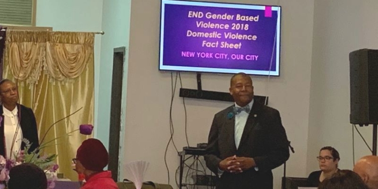 Senator Sanders spoke about how will continue to educate the community about the resources available to help victims of sexual assault and domestic violence.