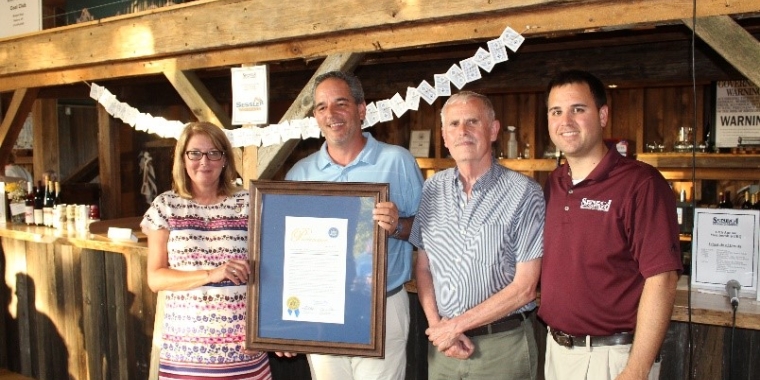 Left to right: Senator Pam Helming (54th District), Jim Sinicropi (owner of Fingerlakes1.com), Gene Pierce (Chair of the Seneca County Chamber of Commerce Board of Directors) and Jeff Shipley (President/CEO of Seneca County Chamber of Commerce)