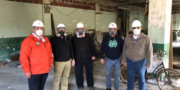 Senator Borrello and Representatives from Region Nine Housing Corp. survey the old Silver Creek School as a site for affordable senior housing.