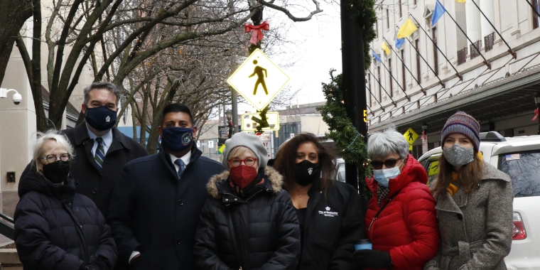 NYS Senator Jeremy Cooney Poses with Mayor Smith & Local Neighborhood Advocates