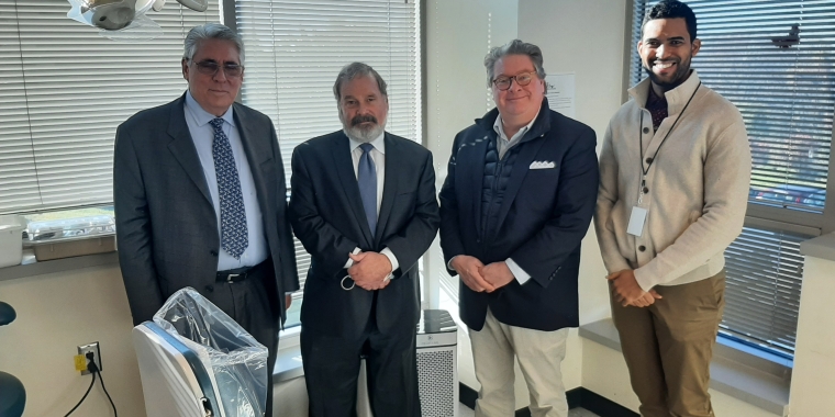 State Sen. Pete Harckham with (l-r) Thomas Mandelkow, HVRCHC Treasurer and Board Member; Howard Yager, CEO of HVRCHC; and Juan Lombart, HVRCHC Outreach Coordinator
