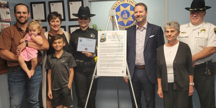Sen. Rob Ortt joins his 2021 NYS “Women of Distinction” nominee, Orleans County Sheriff’s Deputy Ashleigh Stornelli, for her recognition event.