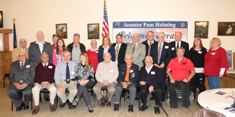 Senator Pam Helming stands with the Wayne County veterans who were recognized for their nomination to the New York State Senate Veterans Hall of Fame, as well as the veterans’ nominators and guests.