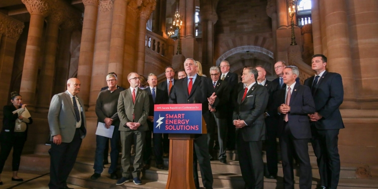 Senator Stec advocates for common sense energy policies during a press conference in Albany on 2/27/2023