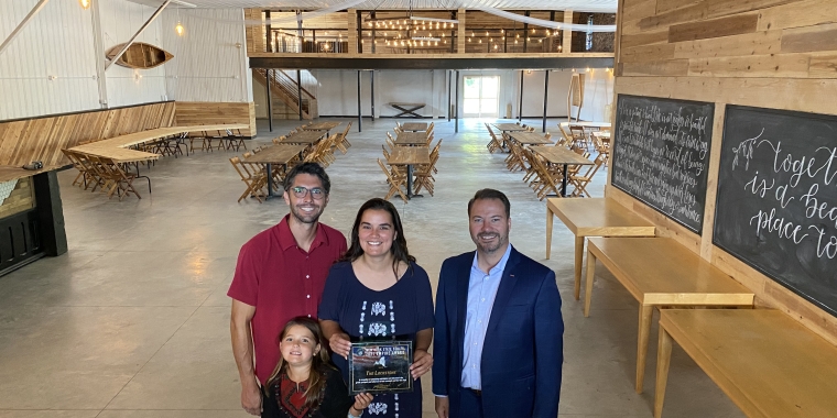 Sen. Rob Ortt recognizes The Lockstone and the Wasuck family with the SD62 Small Business of the Month Award.