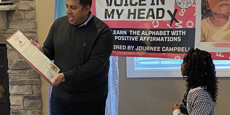 Senator Cooney Presents Proclamation to Journee Campbell