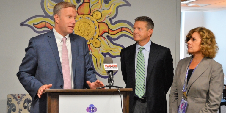 Senator Jacobs is pictured with Senator Patrick Gallivan and Family Justice Center Executive Director Mary Travers Murphy