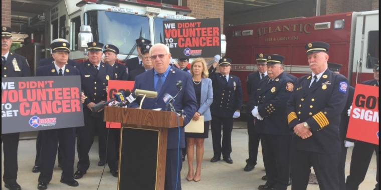 Senator Brooks with other Volunteer Firefighters Urges Governor to Sign Cancer Bill