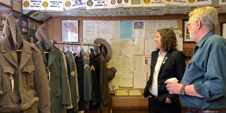 Sen. Metzger touring American Legion Post 111 with member, Jim Baker.