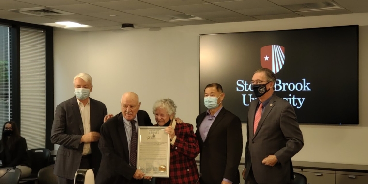(Left to Right) Senator Phil Boyle, Former Senator Kenneth LaValle, Senator Toby Ann Stavisky, Senator John Liu and Senator Jim Gaughran