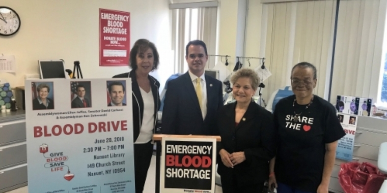 Deborah Kleinman, New York Blood Center, Sen. David Carlucci, Assemblywoman Jaffee, Roxanne Watson