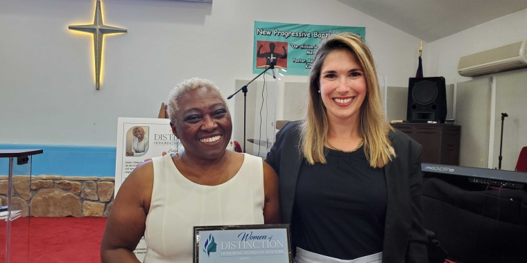 Pictured: Evelyn Clarke and Senator Michelle Hinchey at New Progressive Baptist Church in Kingston on Sunday, September 19.