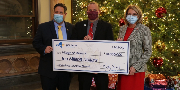Assemblyman Brian Manktelow, Newark Mayor Jonathan Taylor, Senator Pam Helming