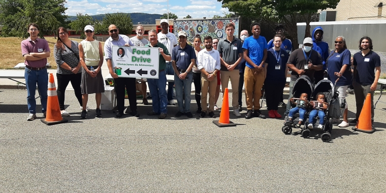 State Sen. Pete Harckham with volunteers at the food drive in Peekskill