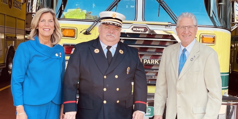 (L to R) Senator Daphne Jordan, Clifton Park Fire Department Chief Arthur Hunsinger, and Senator Jim Tedisco