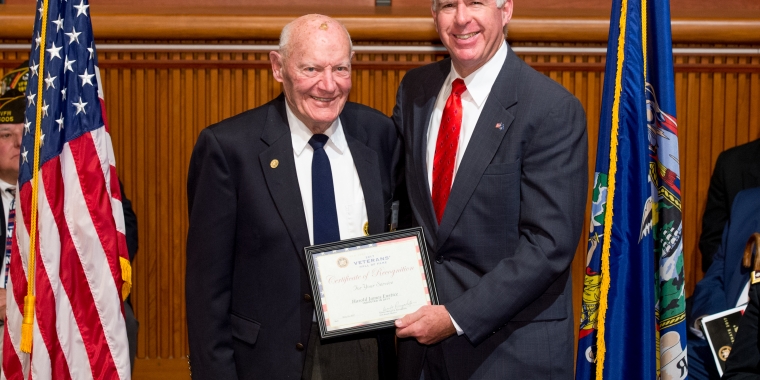 Senator Ranzenhofer honors Enstice at a State Capitol ceremony.