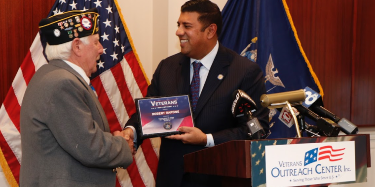 NYS Senator Cooney Presents Hall of Fame Plaque to Sergeant Robert Rapone