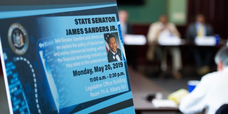 Senator Sanders hosted a Fintech Roundtable on May 20, 2019, "Emerging Issues in Fintech: Blockchain, Online Lending, and the Underserved"