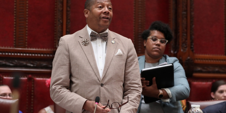 Senator Sanders debating on the extension of Article 15-A during session earlier this week.
