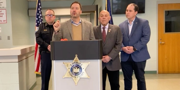 Left to Right: Sheriff Filicetti, Senate Republican Leader Rob Ortt, Assemblyman Morinello and Assemblyman Norris