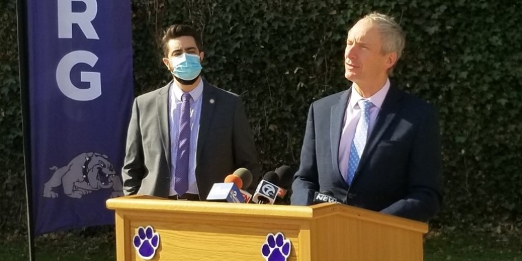 Senator Sean Ryan and Assemblymember Jon Rivera announce funding at Hamburg High School
