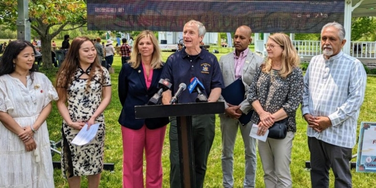 Senator Sean Ryan speaks at the Asian American Heritage Festival in Amherst, NY, May 21, 2023