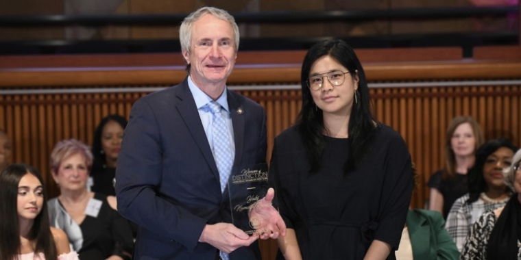 Senator Sean Ryan presents Yuki Numata Resnick with the 2023 Women of Distinction Award in Albany, May 16, 2023