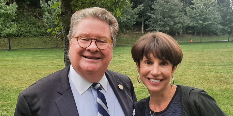 State Sen. Pete Harckham and Westchester Legislator Margaret Cunzio