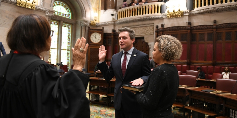 Senator James Skoufis is sworn in for a third term on January 4, 2023