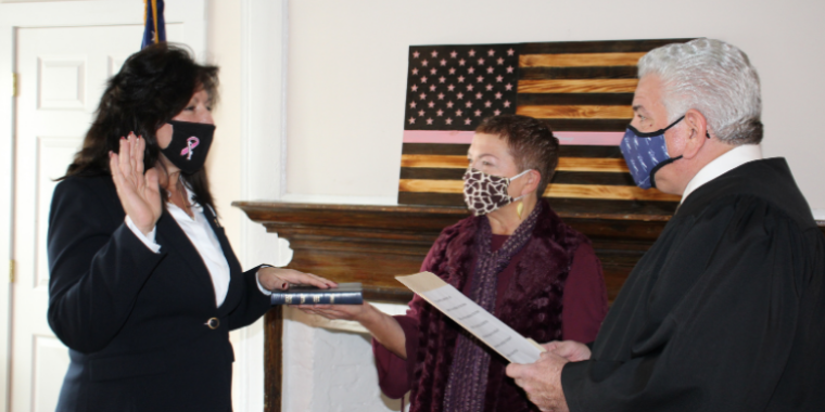 Senator Serino is pictured above being sworn-in by Judge Egitto alongside her District Office Director Lydia Biskup.