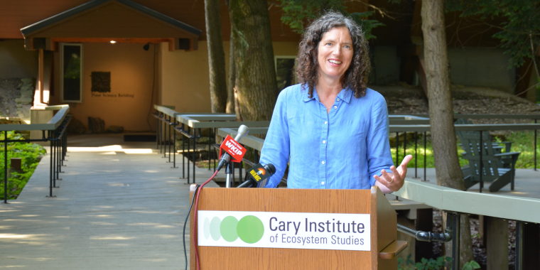 NYS Senator Jen Metzger announces $100,000 in state funding for "The Tick Project" at the Cary Institute of Ecosystem Studies.