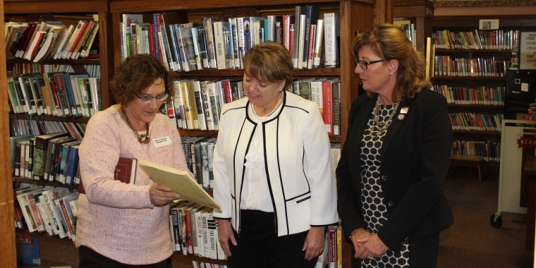 Springport Free Library Director Carla Jones gives Senator Patty Ritchie and Senator Pam Helming a tour of the library on Thursday, Nov. 2 prior to the start of Senator Helming’s Mobile Office Hours event that took place at the library that day. Senator Ritchie is the Chair of the Senate Select Committee on Libraries.
