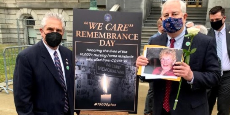 Pictured is Senator Tedisco with Dan Mathias of Clifton Park, who is holding a photo of his late mother Doris